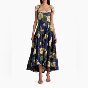 Alice + Olivia Blue and Green Floral High Low Dress